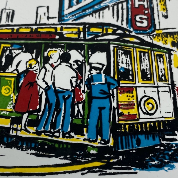 Ceramic Tile Trivet San Francisco Cable Car VTG - Picture 2 of 10